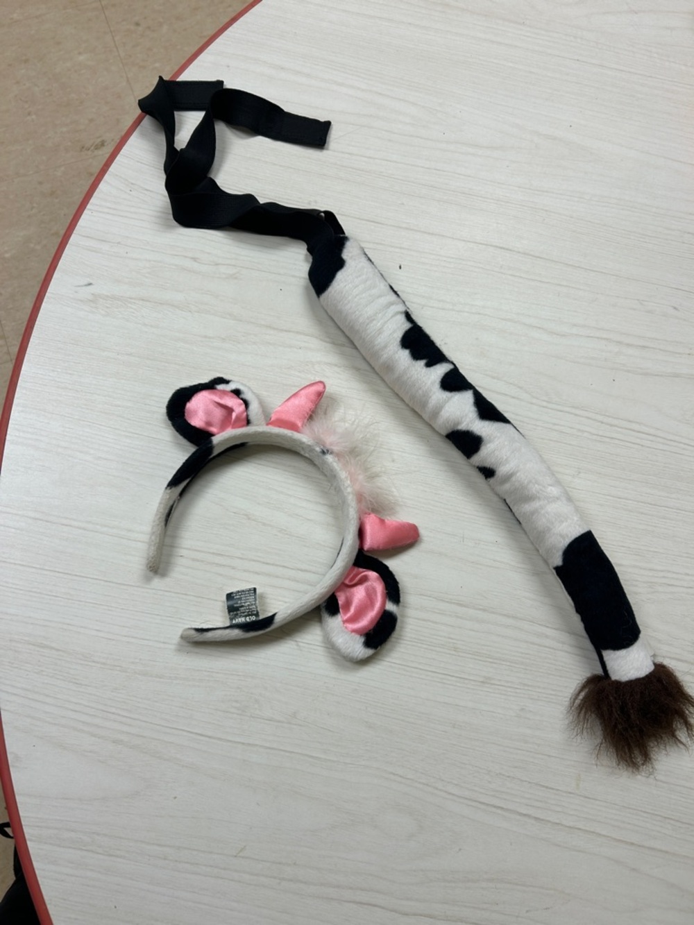 Old Navy Black and White Cow Ear Headband with Tail Costume Set